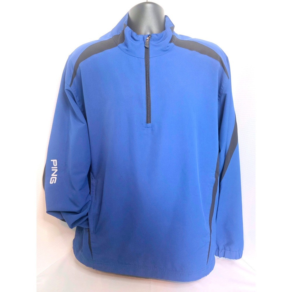 Ping Golf Pullover Mens Blue Black Quarter Zip Play Your Best Mock Neck Jacket L